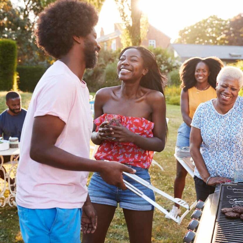 Family having barbacue together